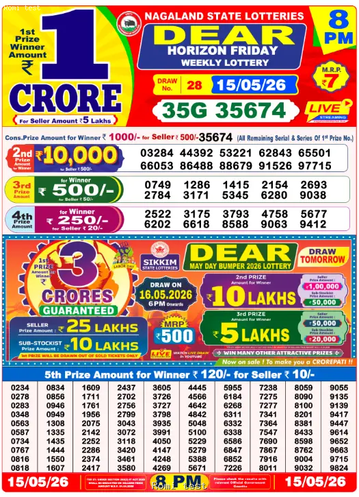 Dear Night Friday Result 15 May 2026, Friday