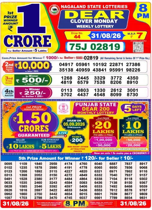 Dear Night Tuesday Result 01 September 2026, Tuesday